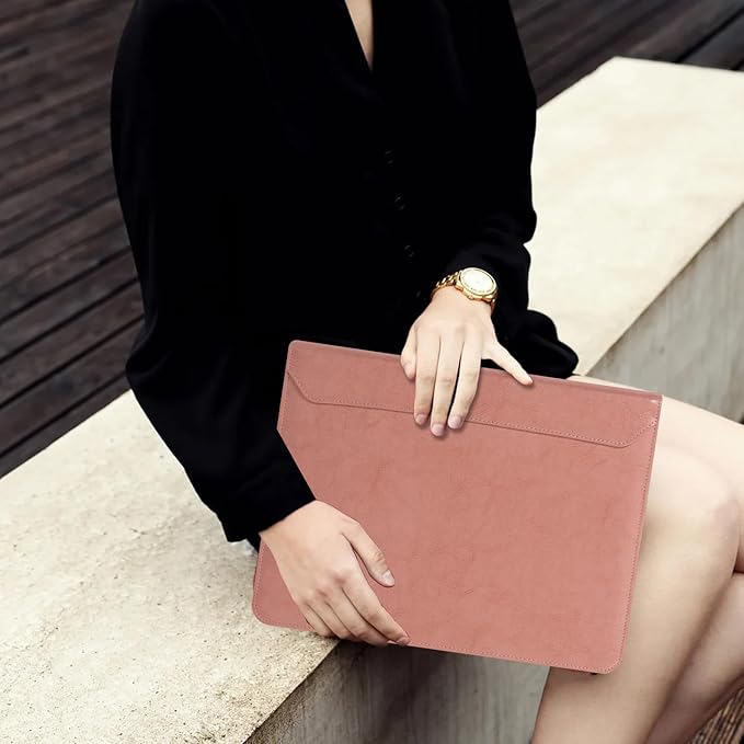 AZXCG Portfolio for Women, 3 Ring Binder Padfolio, Vegan Leather Office Binders Portfolio, Zippered Business Binder Folio Organizer, A4 Legal Pads Clipboard Padfolio, Gift for Women/Girls, Pink