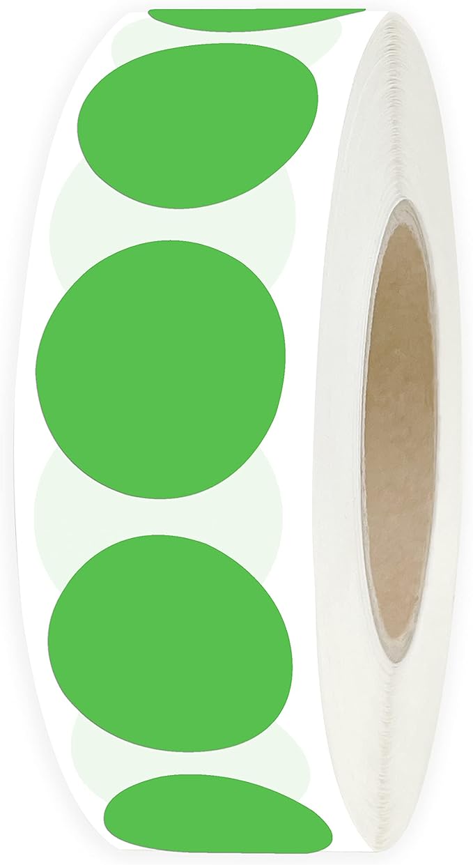 PARLAIM 0.75" Round Color Coding Circle Dot Labels in Roll, 1000 Stickers, 3/4 inch for Garage Sale, Green