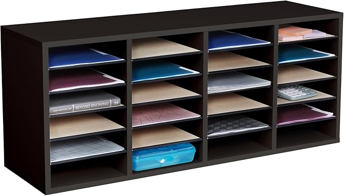 Safco Wooden Paper and Mail Organizer for Home Office and Classroom, Adjustable Shelves and Stackable