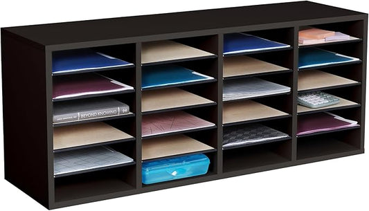 Safco Wooden Paper and Mail Organizer for Home Office and Classroom, Adjustable Shelves and Stackable