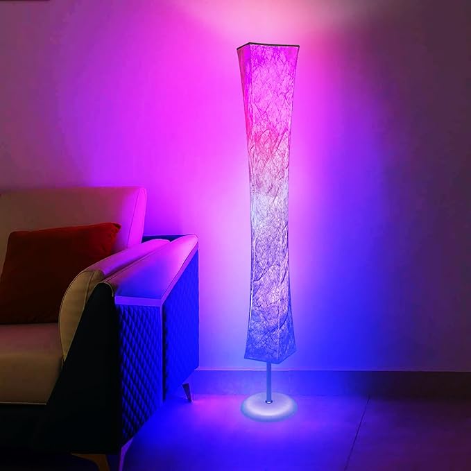 Floor Lamp, Smart Led Lamp RGB Color Changing with APP & Remote Control, DIY Mode, Music Sync Standing Modern Corner Lamp for Living Room Bedroom Game (Square with Stand, 62 inch)
