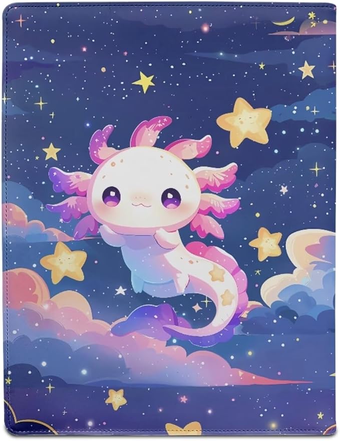 Cozeyat Galaxy Axolotl Clipboard Folder Portfolio, A4 Leather Padfolio Clipboard, Business Portfolio Clipboard Folder Professional Portfolio for Interview Resume Office Conference