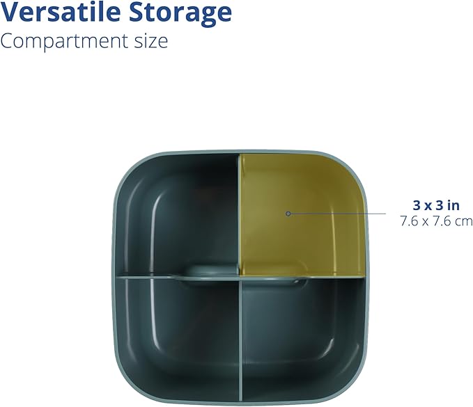 BLUE GINKGO Stackable Organizer Caddy – Korean-Made Portable Tote for Bathroom, Office, Crafts, or School Supplies (Square, Green)