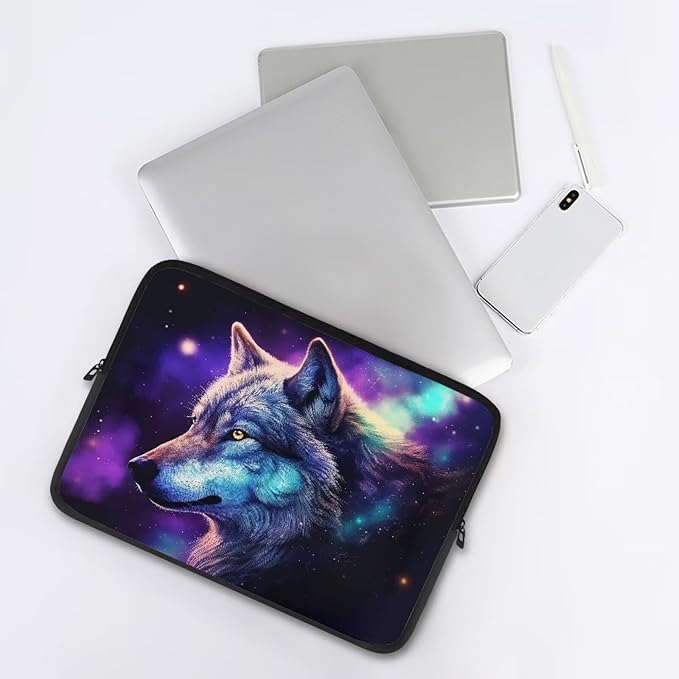 Wolf Printed Laptop Briefcase for Women Men, Waterproof Laptop Case Bag Laptop Case for 13 Inch, Lightweight Computer Carrying Cover with Zipper for Office Business Traveling