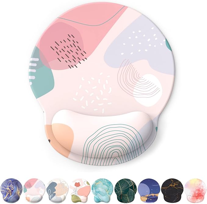 eulps Mouse Pad with Wrist Rest, Comfortable Computer Mousepad with Gel Wrist Support Smooth Surface and Non-Slip PU Base for Pain Relief, Laptop, Office & Home (Floral Fantasy)