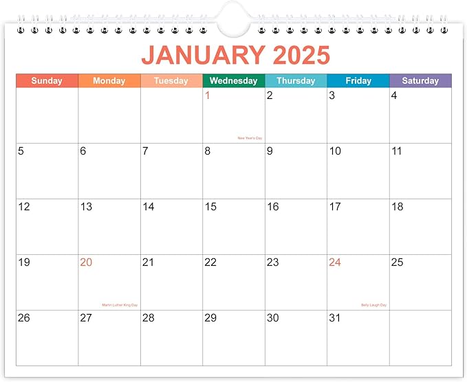 Calendar 2025, Wall Calendar 2025-2026 from January 2025 - June 2026, 18 Months Calendar with Premium Paper, Twin-Wire Binding & Hanging Hook, 8.5" x 11", Colorful