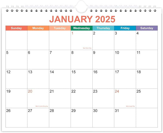 Calendar 2025, Wall Calendar 2025-2026 from January 2025 - June 2026, 18 Months Calendar with Premium Paper, Twin-Wire Binding & Hanging Hook, 8.5" x 11", Colorful