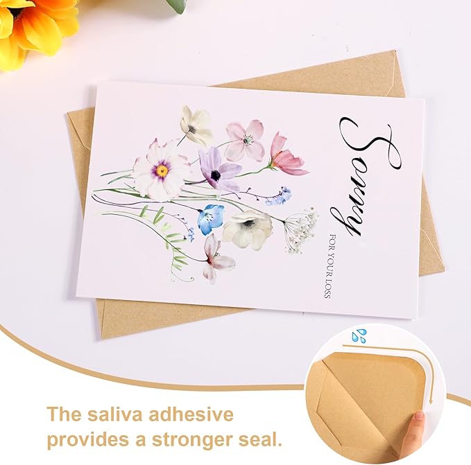 C2U Sympathy Cards with Envelopes- 20 Pack 4"x6"Condolence Cards with Thoughtful Messages & Stickers-Floral Sympathy Cards Assortment Box with Envelopes