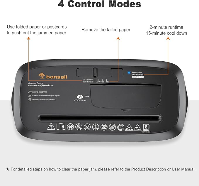 Bonsaii Paper Shredder for Home Use, 8-Sheet StripCut Home Office Shredder, CD/Credit Card Shredder Machine with Overheat Protection, 3.4 Gallons Wastebasket