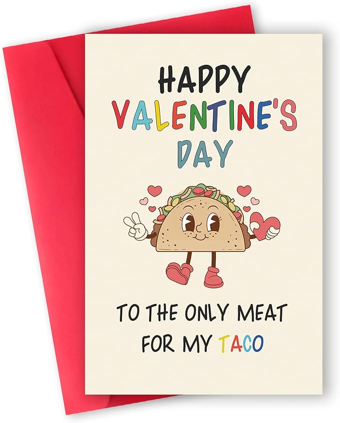 Funny Valentines Day Card Gifts for Him Boyfriend, Naughty Valentine's Day Gifts for Men, Unique Valentines Day Cards for Husband, Taco Vday Cards