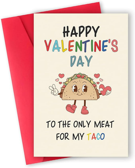 Funny Valentines Day Card Gifts for Him Boyfriend, Naughty Valentine's Day Gifts for Men, Unique Valentines Day Cards for Husband, Taco Vday Cards