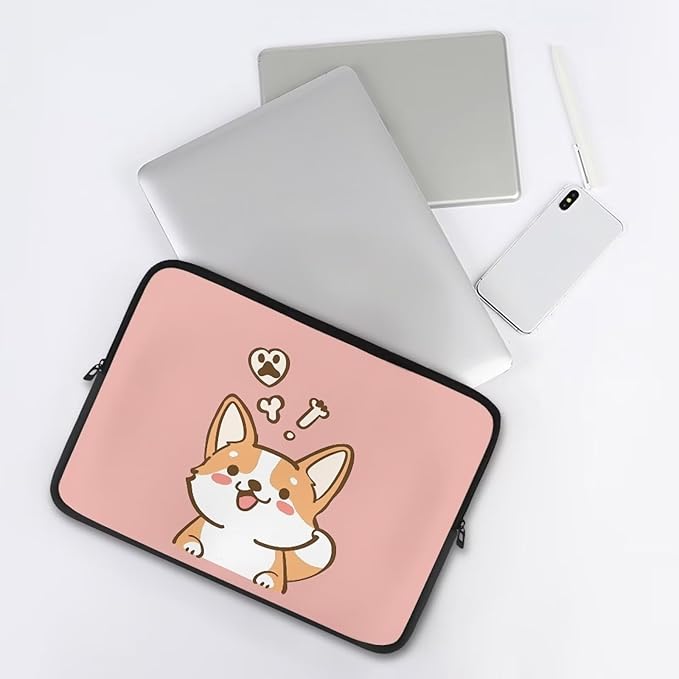 Cute Corgi Laptop Sleeve for Women Girls 13 inch Laptop Protector with Multiple Uses Computer Carrying Case PinkTablet Bag Lap Top Case Men Laptop Protector