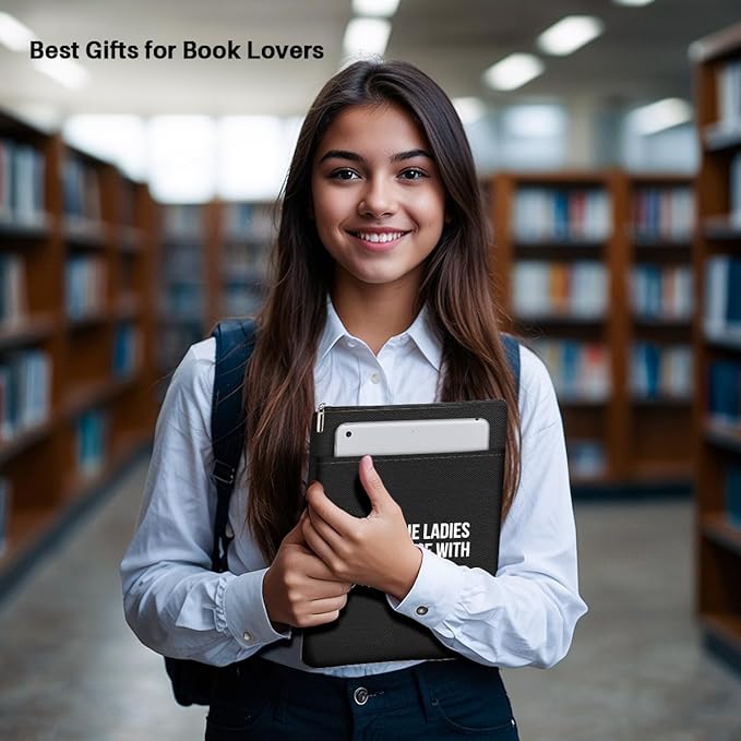 Book Themed Gifts Waterproof Book Sleeve Book Pouch Feminism Equality Rights Reading Gifts for Women Coworker Book Covers for Paperbacks Book Accessories Book Protector with Zipper and Front Pocket