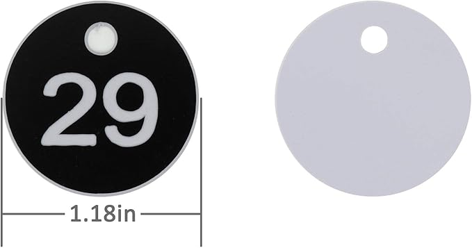 StayMax Plastic ID Number Tags Engraved Tags Key Tags Without Key Rings (201-300, Black)