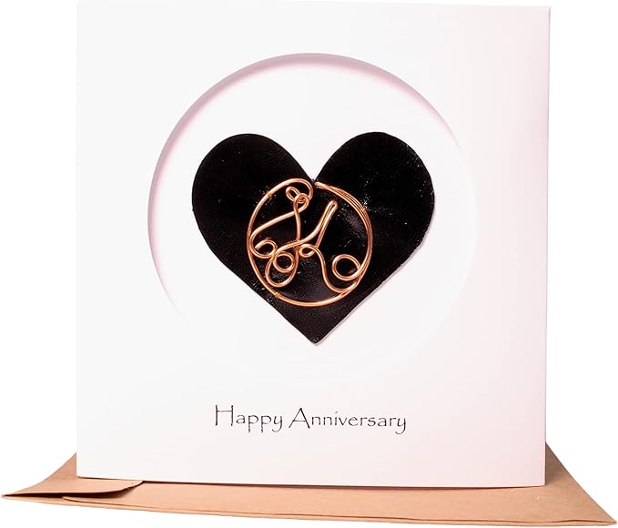 Personalized Initial Copper Card, Copper Initial, Anniversary Card for Her, Couple, Gift for Her (K)