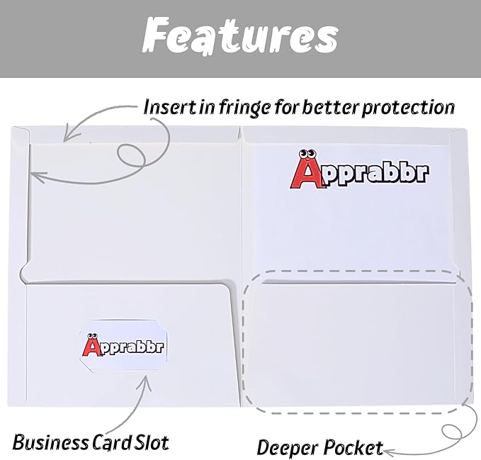 Two-Pocket Folders for Letter Size, Glossy Laminated White Paper Folders,Thick Paper File Folder with Deep Pockets for School Office Business Home (Box of 125)