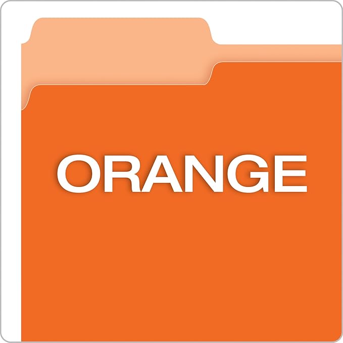 Pendaflex Two-Tone Color File Folders, Letter Size, Orange, 1/3 Cut, 100 per box (152 1/3 ORA)