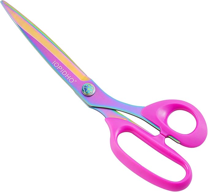 Fabric Scissors Stainless Steel Multi-Purpose shearswith Professional Titanium Coating forfor cutting clothes Leather Sewing Home and Office10 in