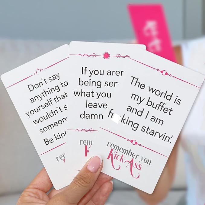VAPARA DESIGNS KickAss Affirmation Cards For Women with Stand - Sweary Motivational And Inspirational Cards - Funny Gift For Women