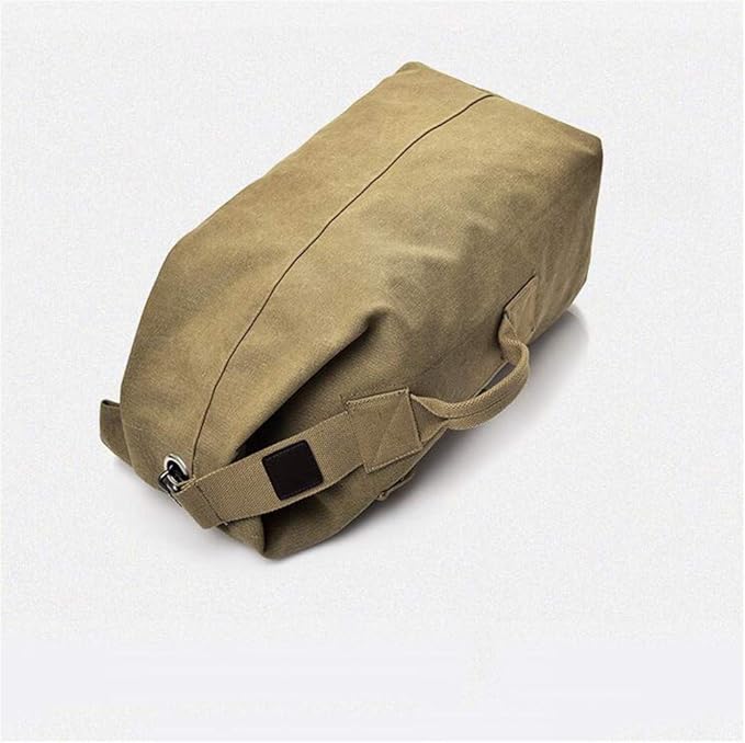 Military Duffel Bag Top Load Double Strap Canvas Backpack Army Travel (upgrade khaki small)