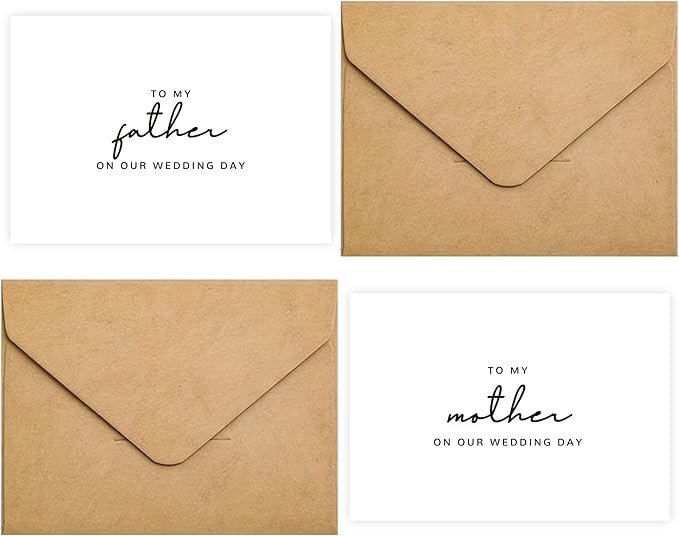 Set of 2 Wedding Day Card for Parents, Parents Of The Bride/Groom Gifts, To My Father On Our Wedding Day, To My Mother On Our Wedding Day.（Father/Mother B）