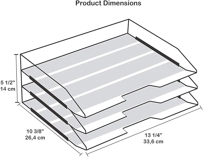 Acrimet Stackable Letter Tray 3 Tier Side Load, Plastic, Desktop File Organizer (Solid Purple Color)