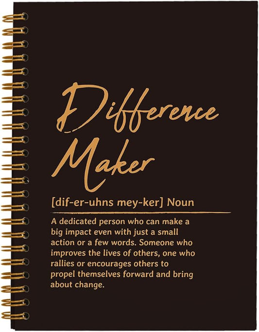 OXW Difference Maker Appreciation Gift, Meeting Notebook for Work, Thank You Gifts for Leader Mentor Manager Boss, Office Supplies Social Worker Notebook, Orange Hardcover Spiral Notebook 5.5 x 8.3