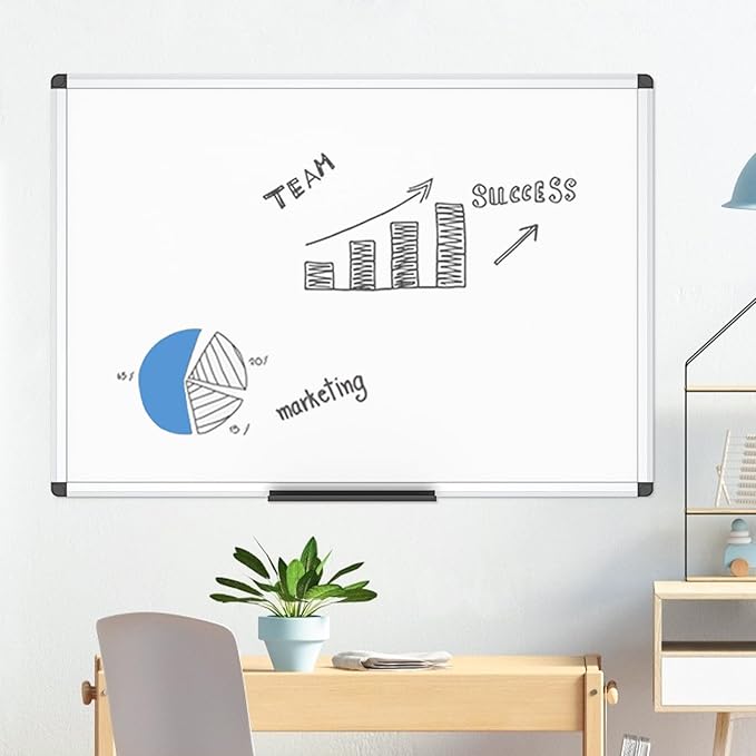 VIZ-PRO Dry Erase Board/Whiteboard,48 x 36 Inches, Wall Mounted Board for School Office and Home