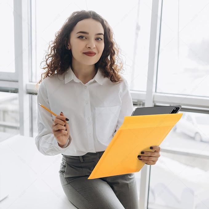 DaSen Kraft bubble mailers 6x9 Inch 100 Pack,Self-Sealing Paper Envelopes for Packaging,Strong Adhesion Envelope Mailers, Small Waterproof Cushioned Padded Shipping Bags Yellow #0