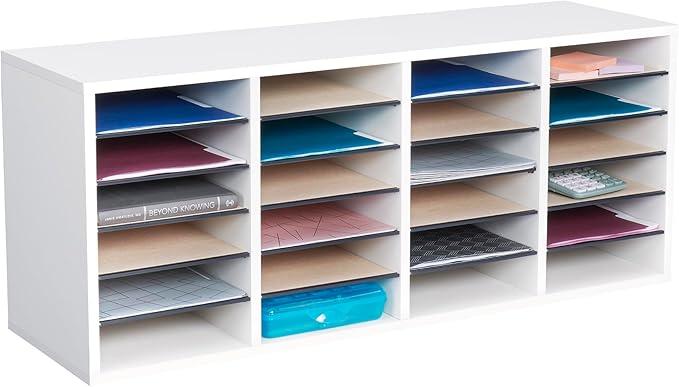 Safco Wooden Paper and Mail Organizer for Home Office and Classroom, Adjustable Shelves and Stackable