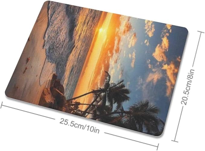 Sunset Beach Mouse Pad, Square Mousepad,Waterproof Mouse Mat Non-Slip Rubber Base MousePads for Office Home Laptop Travel, 9.5"x7.9"x0.12" Inch