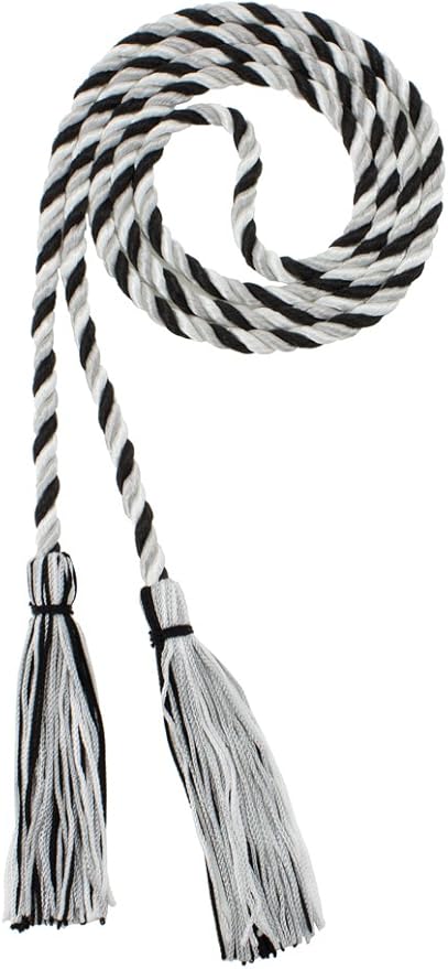 Tassel Depot Graduation Honor Cord - Black/Gray/White - Every School Color Available - Made in USA