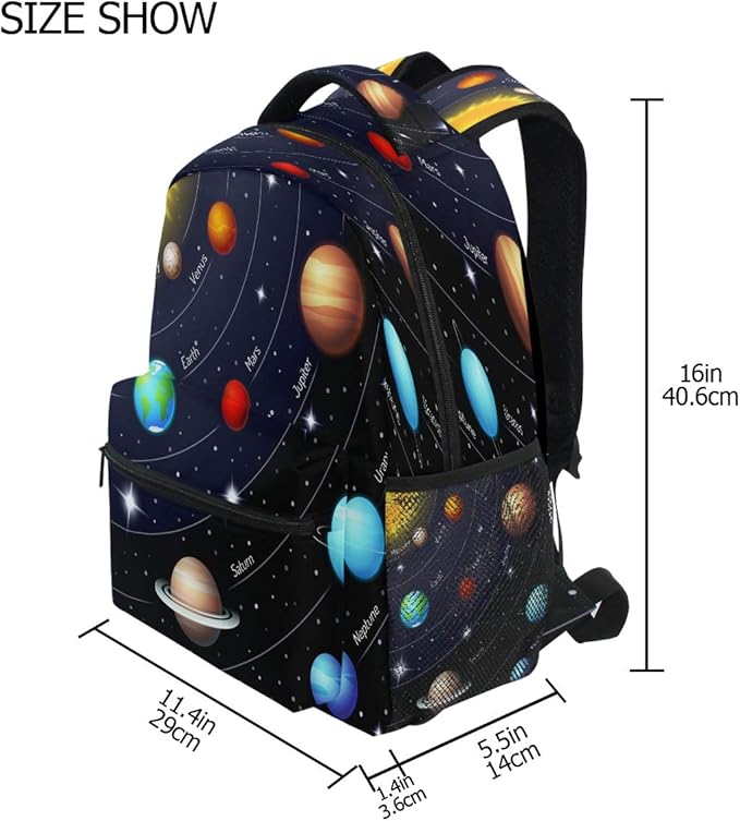 Blueangle Colorful Solar System Printing Computer Backpack - Lightweight School Bag for Boys Girls Tenns
