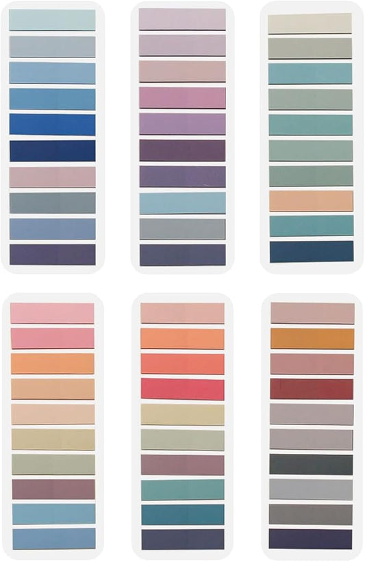 Lysas 1200pcs Page Markers, Morandi Sticky Note Tabs Colored Translucent Writable and Repositionable Book Flags Tabs Strip Index Page Tabs