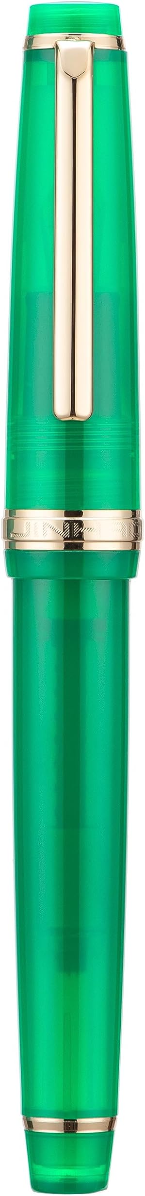 Jinhao 82 Acrylic Fountain Pen, Iridium Medium Nib with Ink Converter, Transparent Jungle Green Classic Design Smooth Writing Pen (Gold Trim)