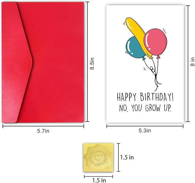 Silly Balloon Birthday Card for Man Him, Happy Birthday Card for Husband Boyfriend, Funny Birthday Gift(You Grow Up)