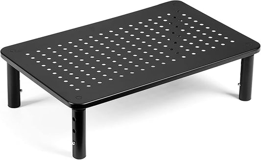 Monitor Riser Desktop Stand, Flat Screen TV Monitor Stand Riser, Sturdy Metal Laptop Computer Monitor Stand Shelf for Printer, iMac, 3 Height Adjustable PC Stand with Mesh Platform