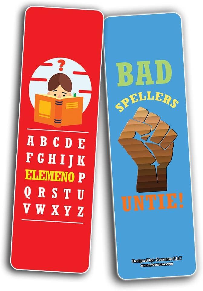 Creanoso Funny English Grammar Mistakes Bookmarks (2-Sets X 6 Cards) – Daily Inspirational Card Set – Interesting Book Page Clippers – Great Gifts for Adults and Professionals