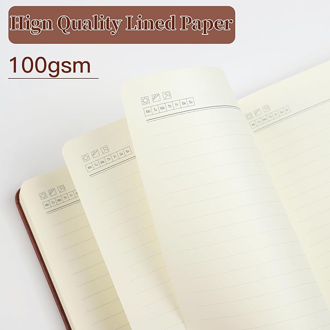 Journal Notebook Journal for Men/Women Journals for Writing A5 180Sheets 360Pages College Ruled Notebook 100gsm Lined Paper Leather Hardcover Journal 5.9'' X 8.4'' (Brown)