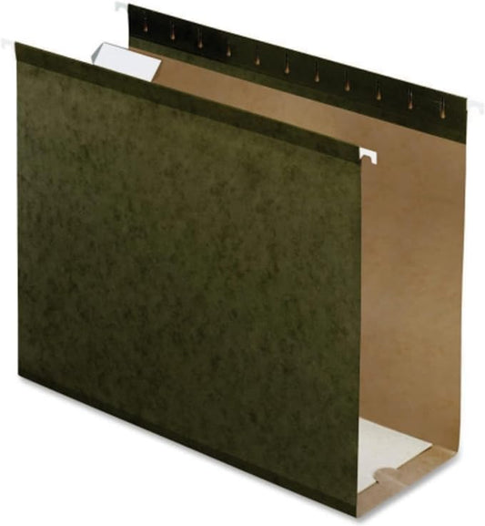 Pendaflex Extra Capacity Reinforced Hanging Folders, 4", Letter Size, Standard green, 1/5 Cut, 25/BX (4152x4)