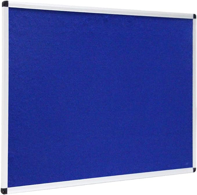 VIZ-PRO Notice Board Felt Blue, 72 X 40 Inches, Silver Aluminium Frame