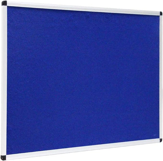 VIZ-PRO Notice Board Felt Blue, 72 X 40 Inches, Silver Aluminium Frame
