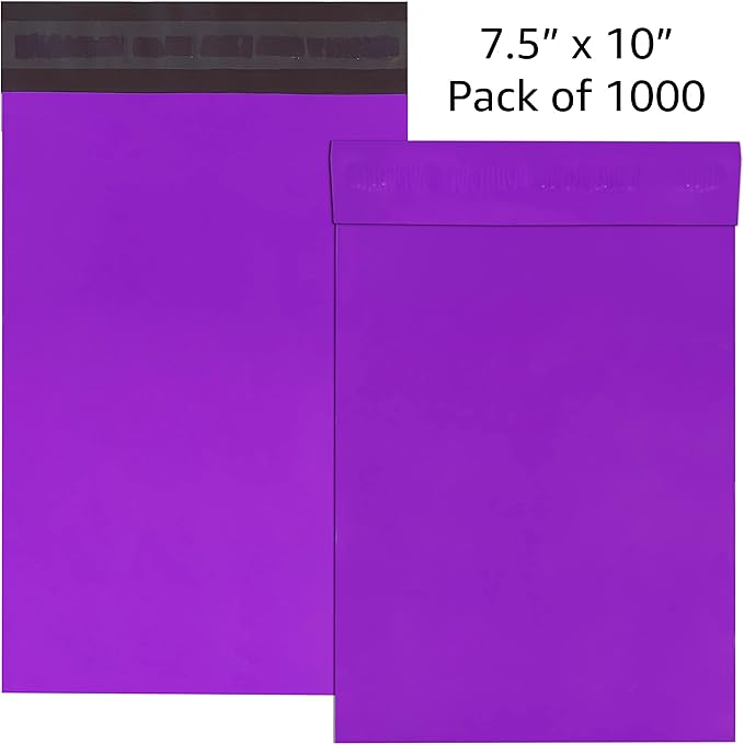 Colored Poly Mailers Pack of: Be creative with your packaging with Colored mailers (Purple, 7.5" x 10.5" pack of 1000)