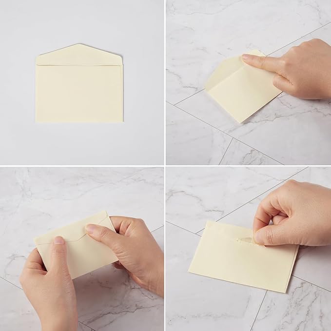 120 Pack Kraft Mini Envelopes Small Envelopes Self-Adhesive Tiny Pockets for Business Cards Christmas Holiday Small Gift Cards Invitations Cards(4.13"×2.76") (Cream Color)