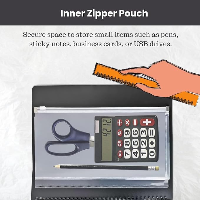 Performore - 12 Pocket Spiral Subject Organizer with 6 Dividers, Folder Organizer Binder with Front Cover Pocket and Customizable Cover, Erasable Write On Tabs for Documents Files Projects