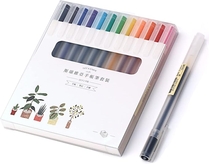 Color Pens Set 0.5mm 12 Colors Gel Journal Planner Japan Style Pens,Multicolored Ink Refill for Office School Teacher Classroom Marker,12 Count