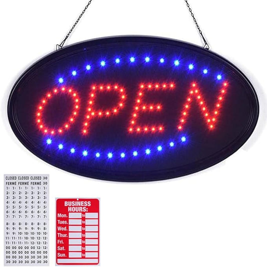 KEBE LED Open Sign, High Visibility Advertisement Board Bright Electric Display Sign Flashing Light for Walls Business Window Bar Shop Hotel, 23" x 14"