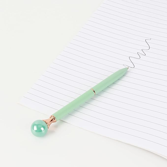 6 Pieces False Pearl Decoration Twist Metal Ballpoint Pen Ball Pen 1.0 MM Black Ink