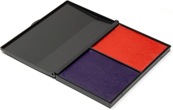 Ink Pad for Rubber Stamps, Stamp Pad for Clear Impression Stamping, Quality Felt Pad Black Ink, Red Ink, Blue Ink L (3.5 * 6.3) (Red & Blue)