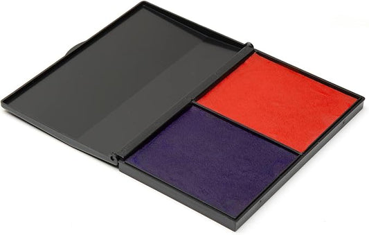 Ink Pad for Rubber Stamps, Stamp Pad for Clear Impression Stamping, Quality Felt Pad Black Ink, Red Ink, Blue Ink L (3.5 * 6.3) (Red & Blue)